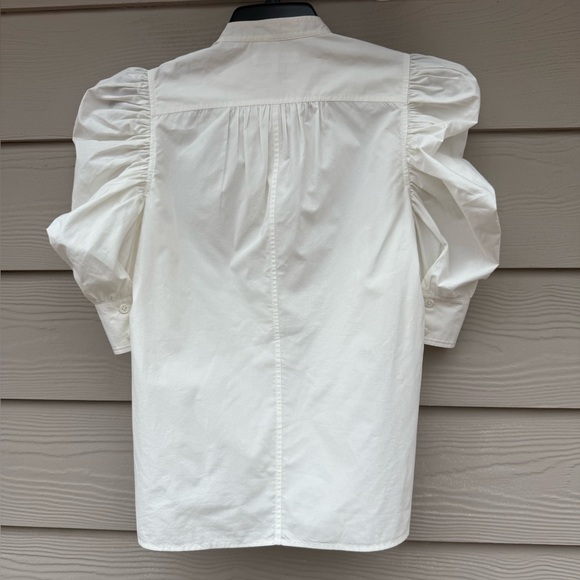 Frame Denim Women's White Puff Sleeve Blouse - Picture 6 of 11